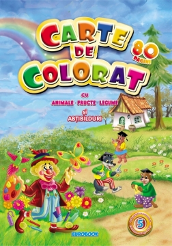 CARTE DE COLORAT 80 VOL 5, CU ANIMALE-FRUCTE-LEGUME SI 80 ABTIBILDURI,#1